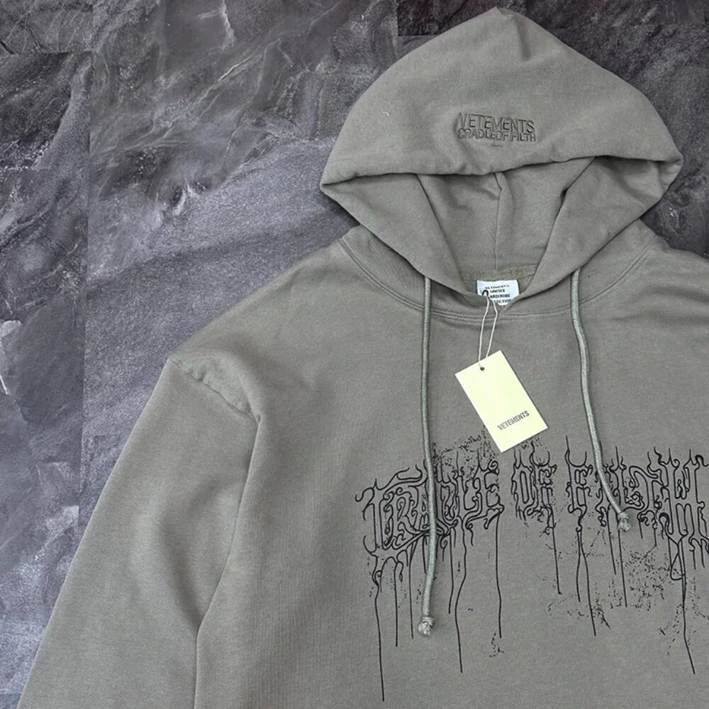 Grey Printed Hoodie By Vetements - Picture 6 of 10
